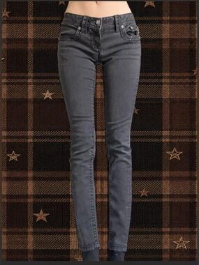 Miss Me Women's Charcoal Black Embellished Skinny Jeans, y2k, goth, grunge, emo